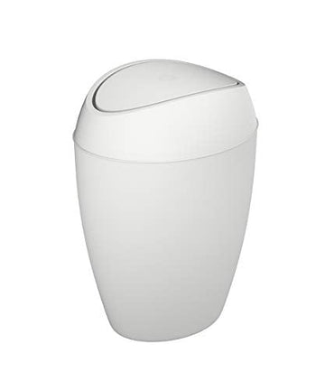 Umbra Twirla Trash Can with Flipping Lid, 9 L, Metallic White