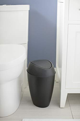 Umbra Twirla Trash Can with Swing-top Lid, 2.4 Gallon, Black