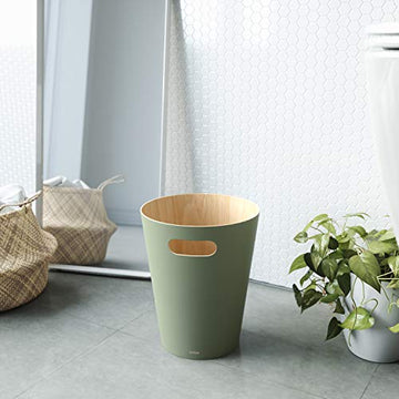Umbra 082780-1095 Woodrow 2 Gallon Modern Wooden Trash Can Wastebasket or Recycling Bin for Home or Office, Spruce